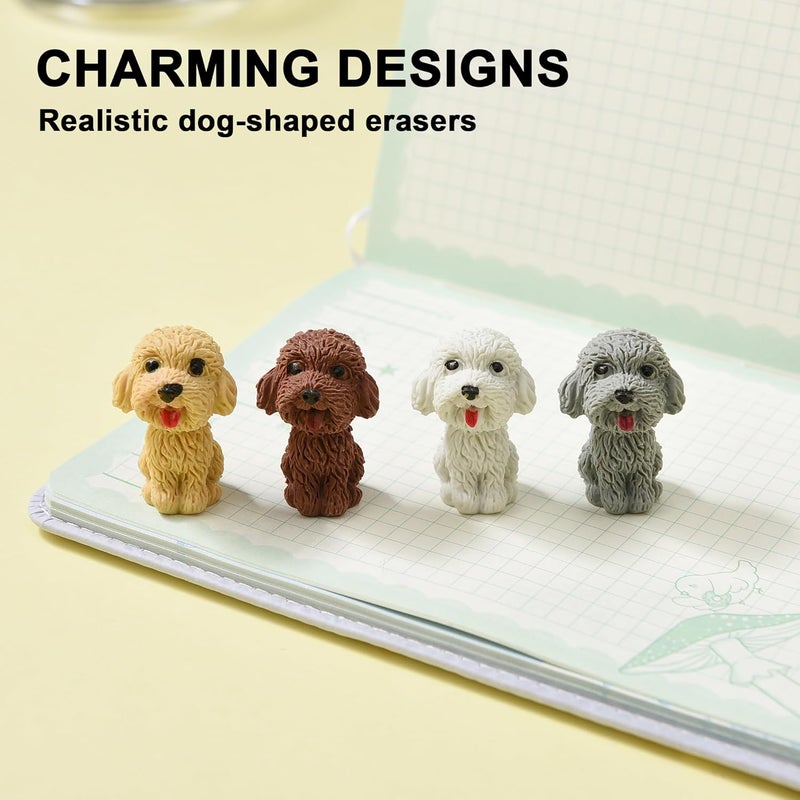TDOCK 24Pcs Pencil Top Erasers for Kids, Dog Pencil Erasers Toppers Bulk, Cute Cap Erasers for Party Favors Classroom Rewards - Image 2